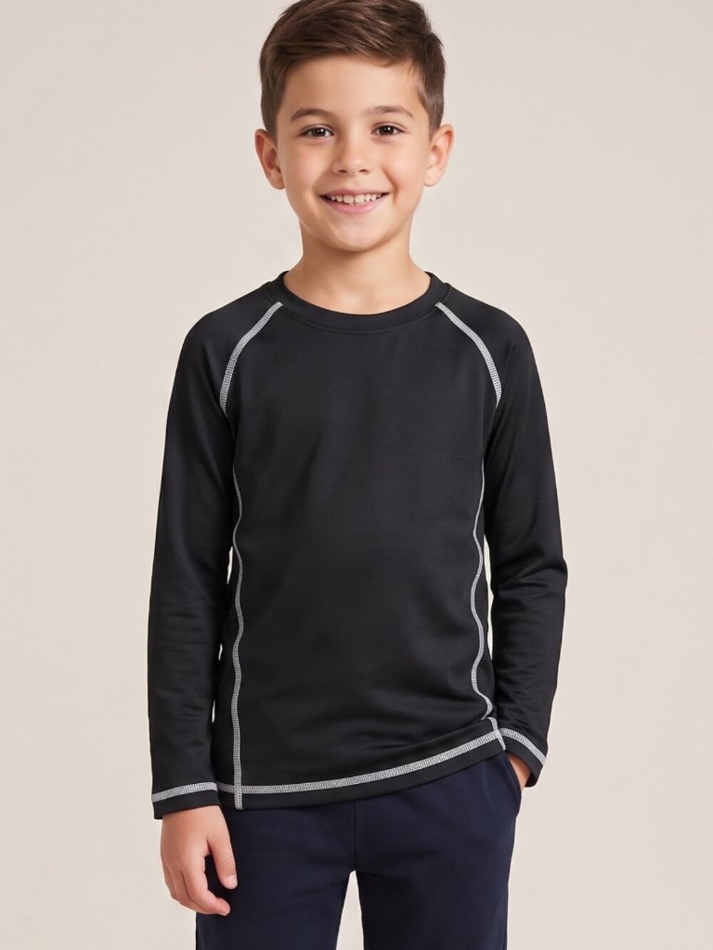 NWOT Set of 2 Boys Black Long Sleeve Compression Athletic Base Layer Shirts Size
